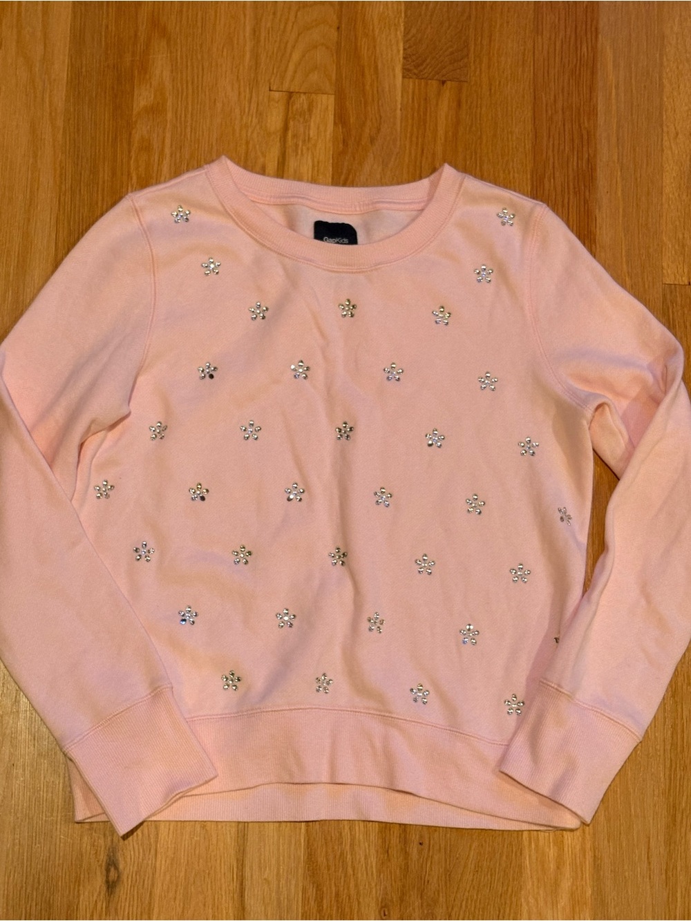 GAP Light Pink Crystal Floral Crewneck Sweater